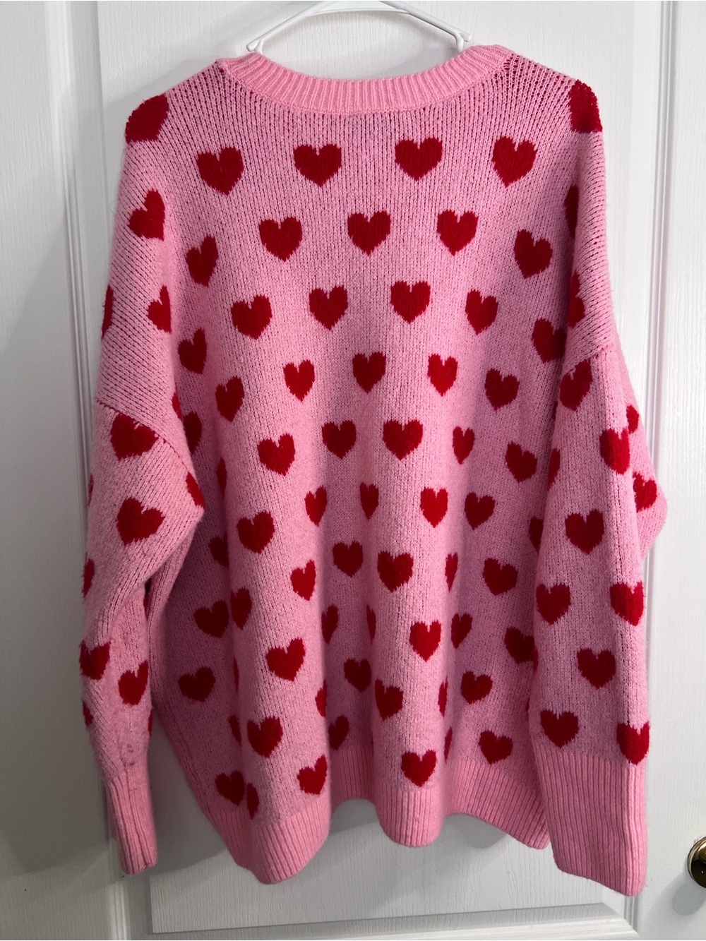 CeCe Pink Heart-Print Crewneck Sweater size L - Picture 4 of 10